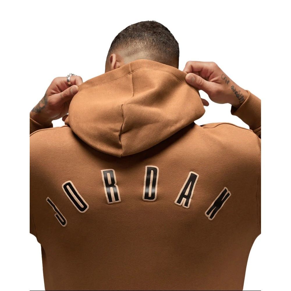 ✅Men's Jordan Flight MVP Light British Tan Fleece Pullover Hoodie Size (XL)